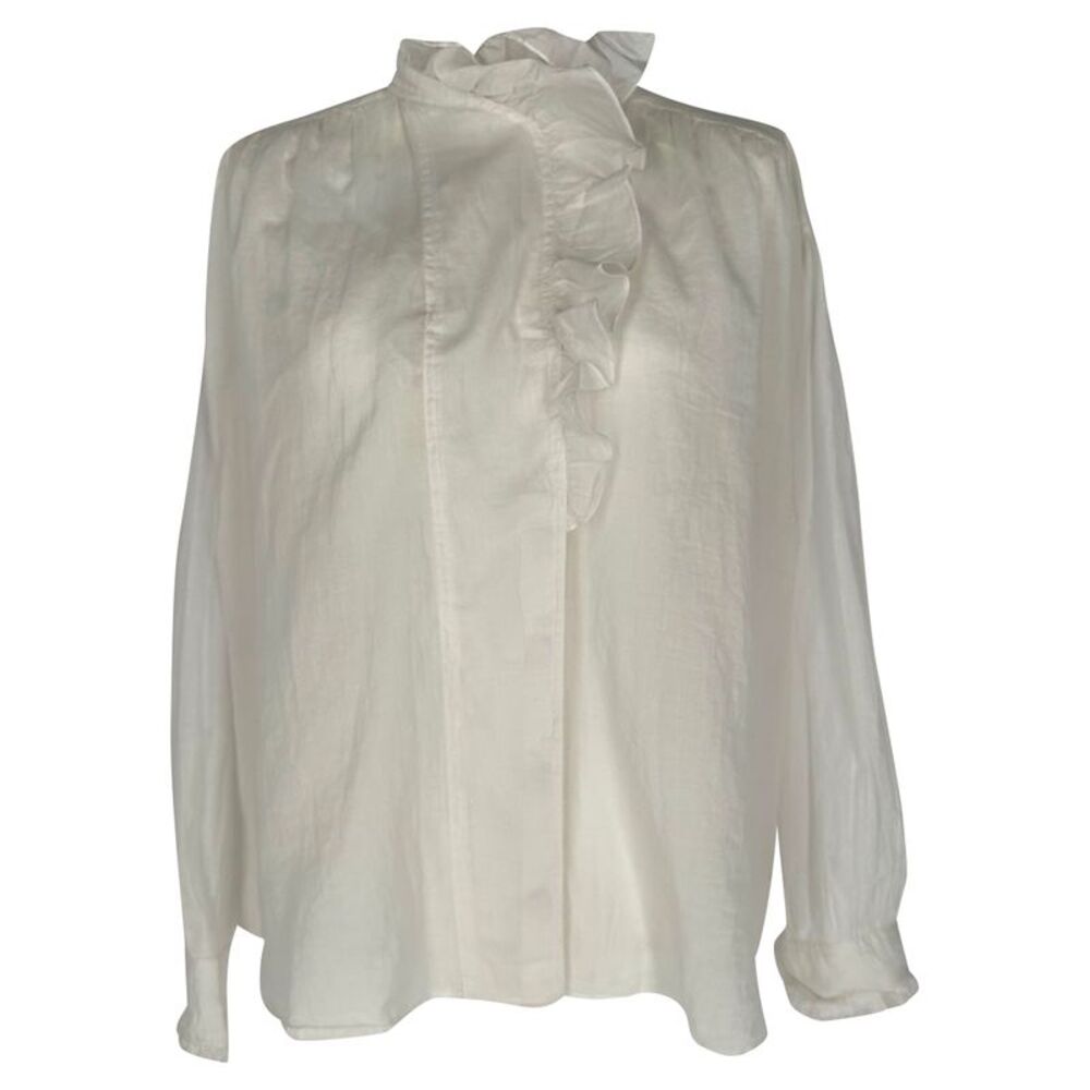 Isabel Marant Etoile Pamias Ruffled Blouse in White Cotton